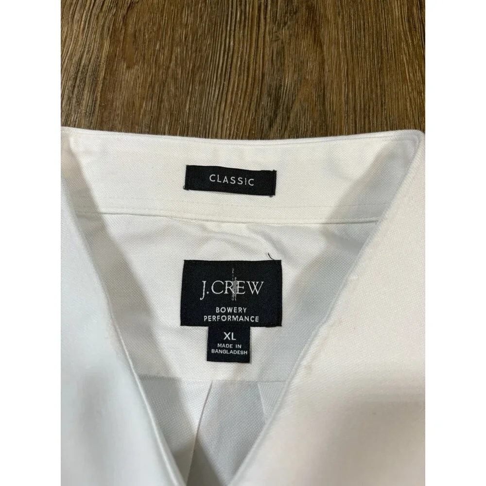 J.Crew Mens Size XL Dress Shirt White Bowery Performance Oxford Cloth OCBD